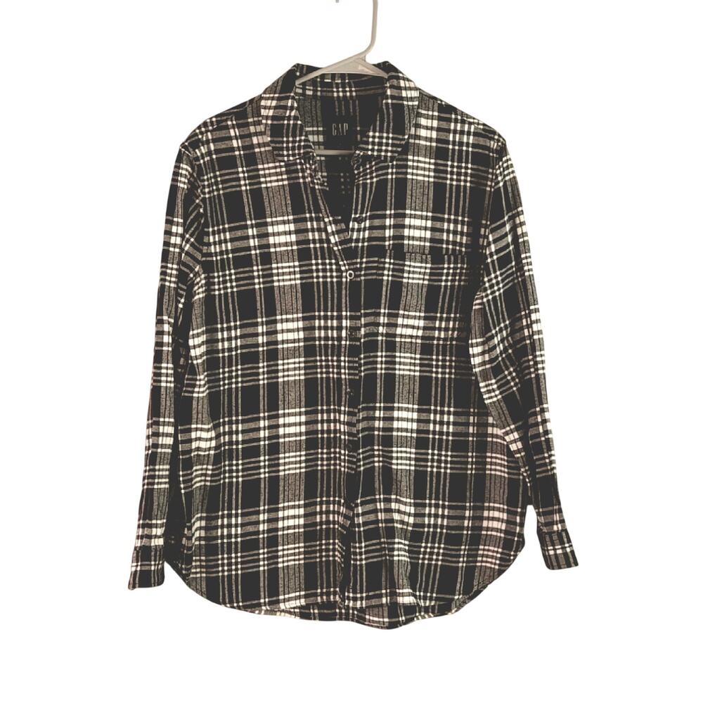 Gap women's Black and White Flannel Size large - Picture 2 of 7